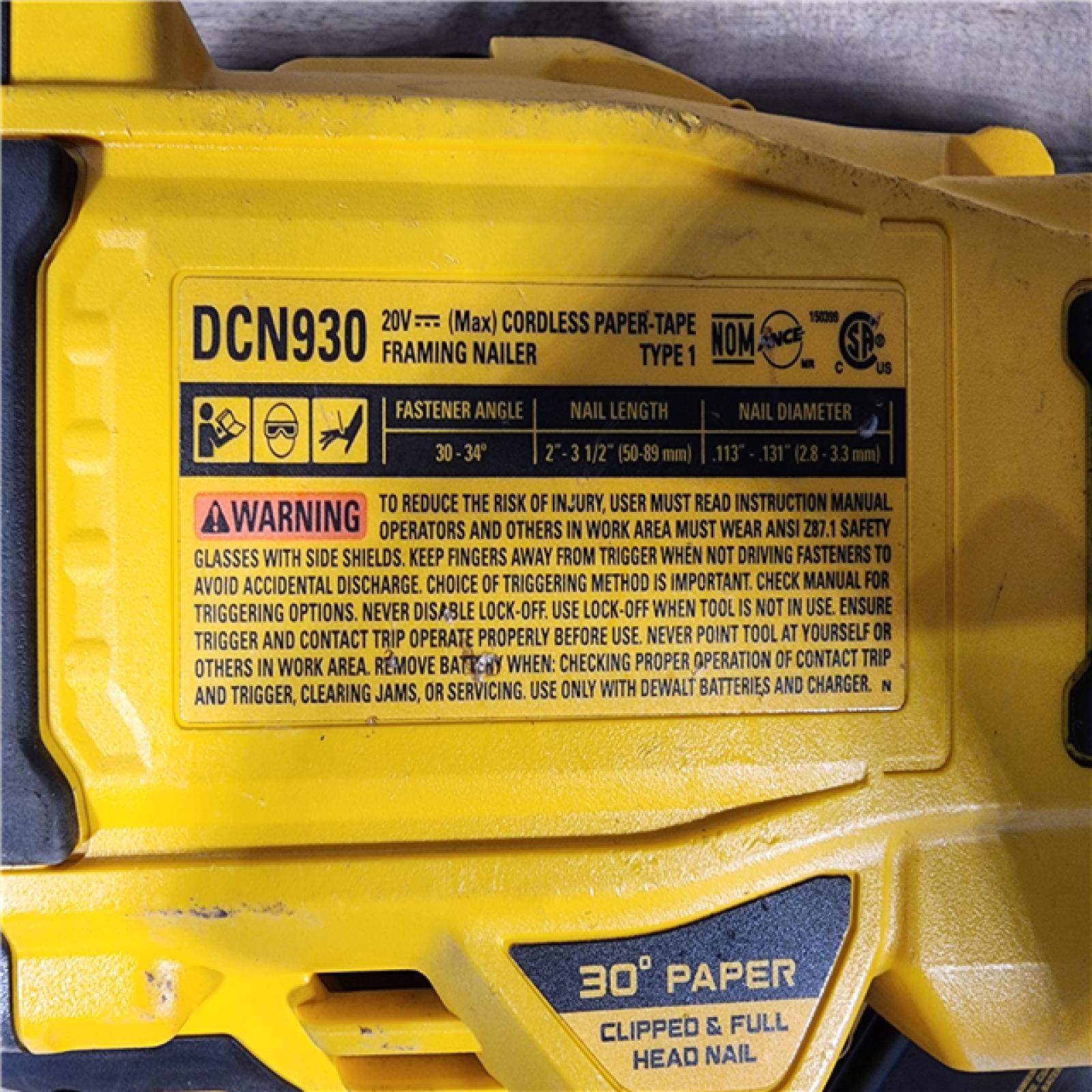 HOUSTON LOCATION - AS-IS DEWALT 20-Volt 30° Cordless Framing Nailer (Tool-Only)