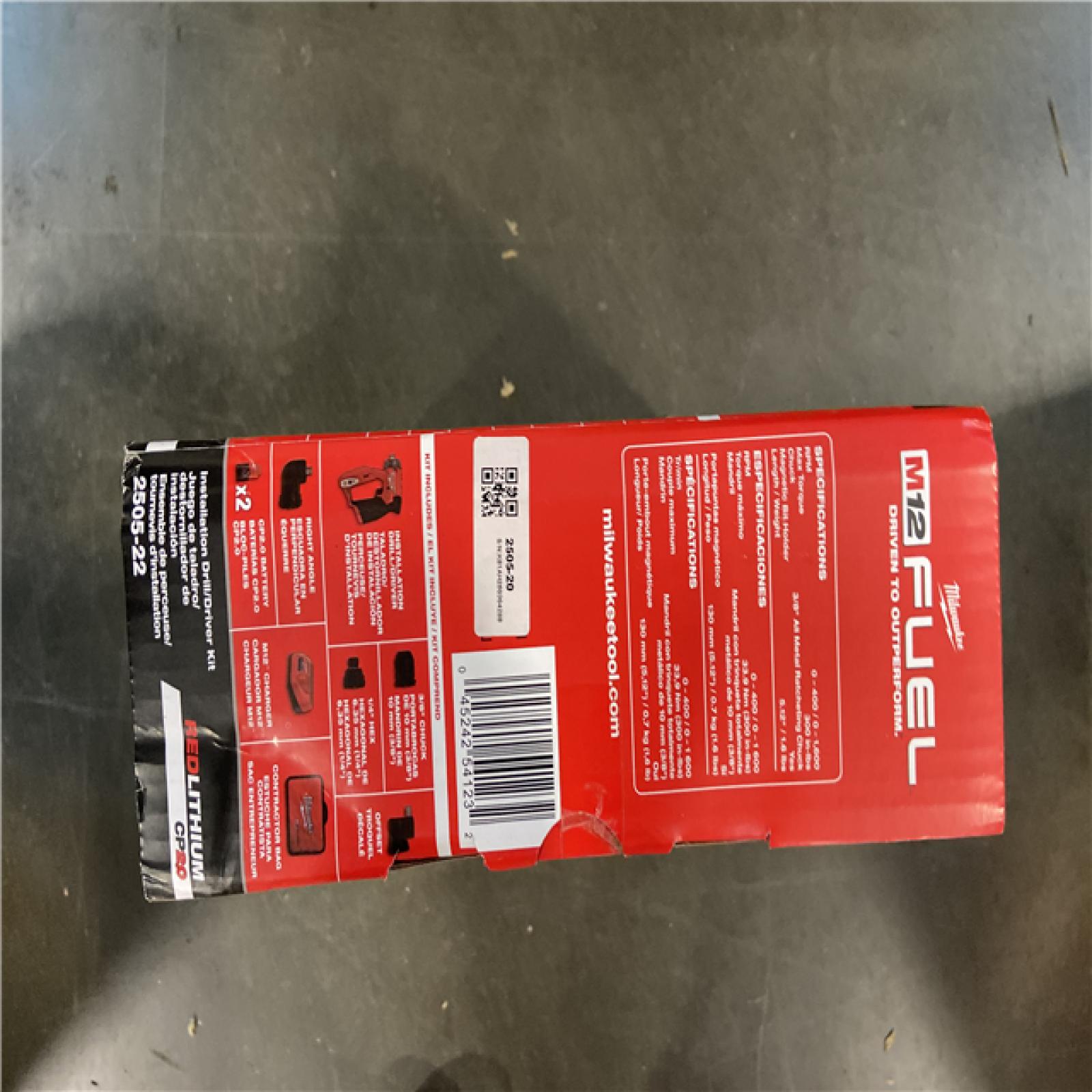 AS-IS Milwaukee M12 FUEL 12V Lithium-Ion Brushless Cordless 4-in-1 Installation 3/8 in. Drill Driver Kit with 4-Tool Heads