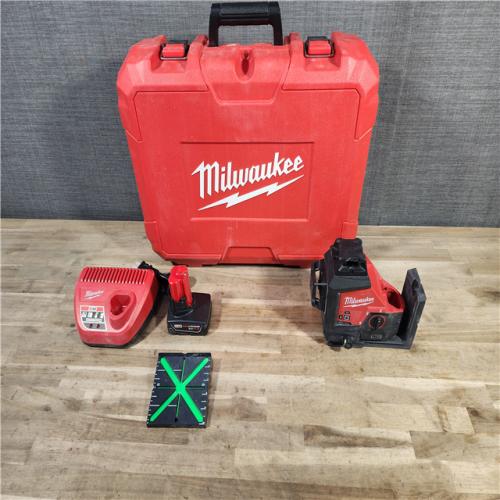 HOUSTON LOCATION - AS-IS Milwaukee-3632-21 M12 Green Beam Laser 360° 3-Plane Kit