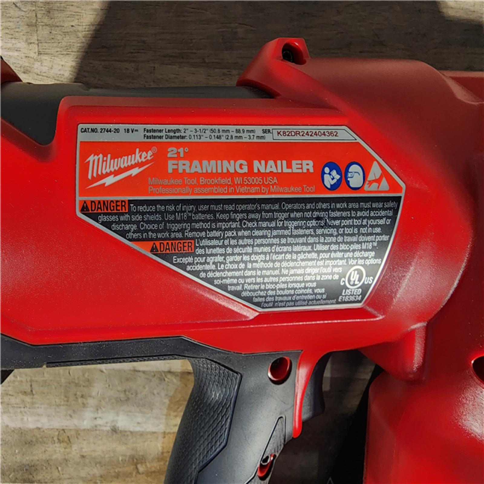 HOUSTON LOCATION - AS-IS Milwaukee 2744-20 M18 FUEL 3-1/2 in. 18V 21-Degree Lithium-Ion Brushless Cordless Framing Nailer (Tool-Only)