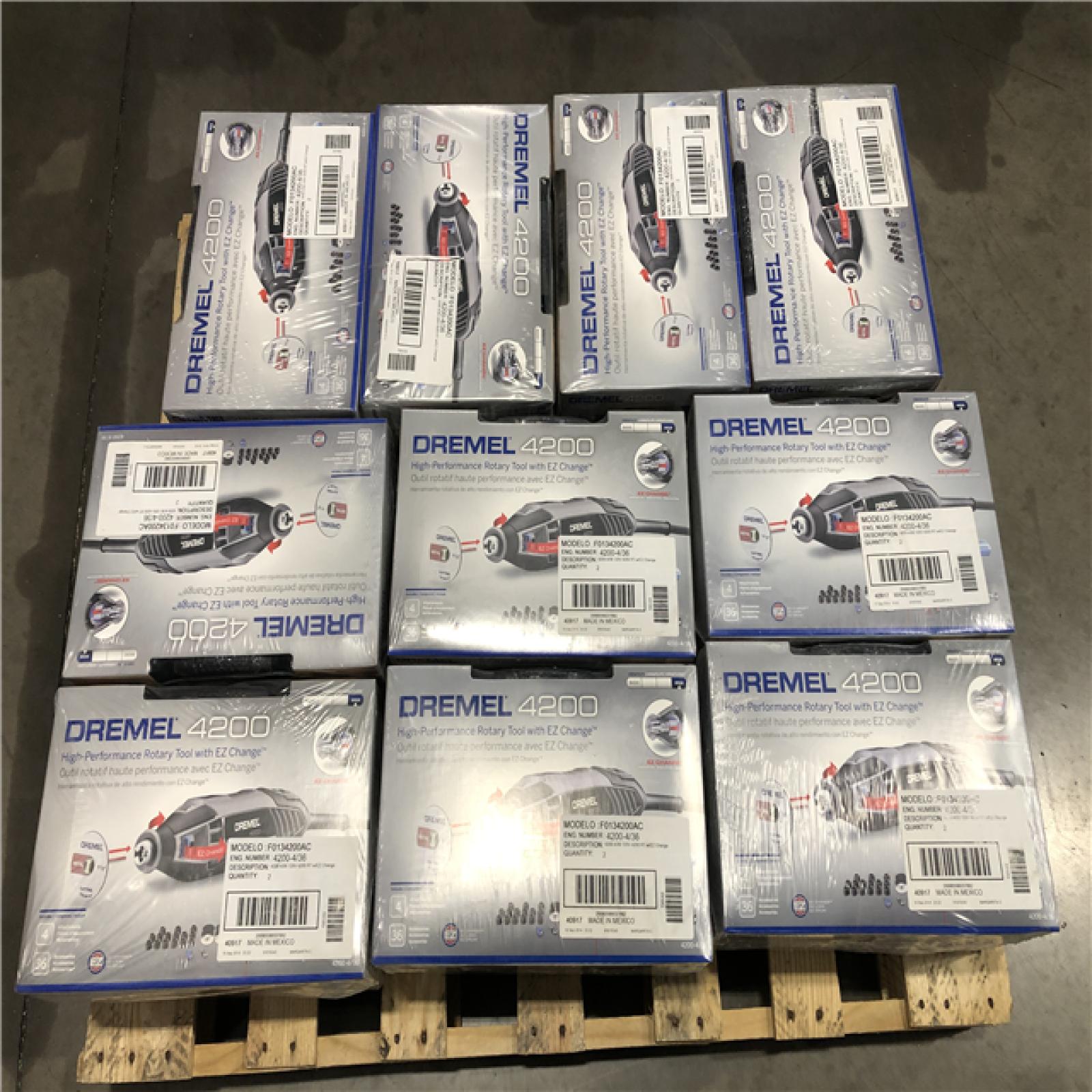 DALLAS LOCATION - Dremel 4200 Series 1.6 Amp Variable Speed Corded Rotary Tool Kit with 36 Accessories 4 Attachments and Carrying Case PALLET- (20 UNITS)