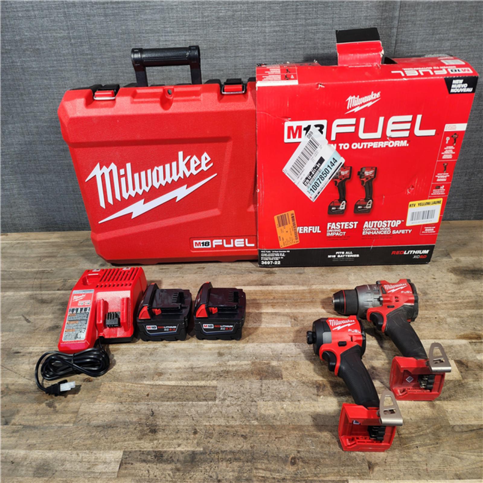 HOUSTON LOCATION - AS-IS MILWAUKEE FUEL 18V Lithium-Ion Brushless Cordless Hammer Drill and Impact Driver Combo Kit