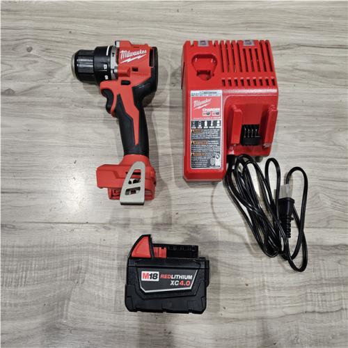 AS-IS Milwaukee 18V Lithium-Ion Brushless Cordless 1/2 in. Compact Hammer Drill/Driver Kit