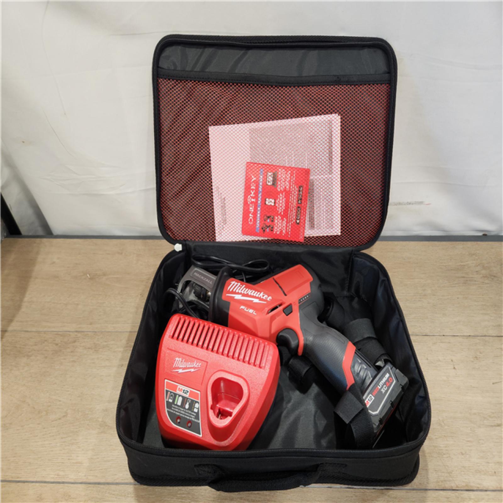 AS-IS- Milwaukee M12 FUEL 12-Volt Lithium-Ion Brushless Cordless HACKZALL Reciprocating Saw Kit W/ Free M12 2.0Ah Compact Battery