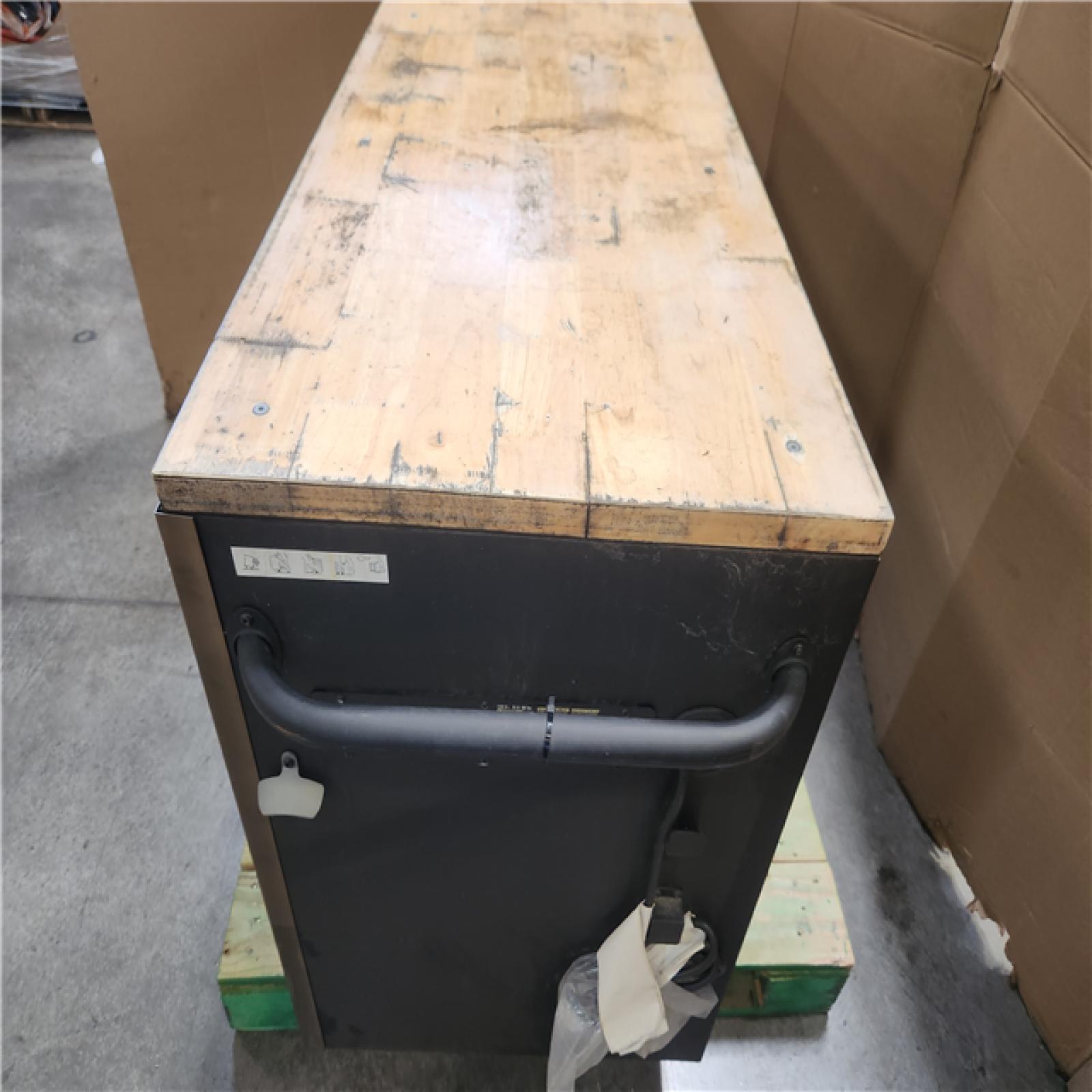 Phoenix AS-IS Husky 61 in. W x 23 in. D Heavy Duty 15-Drawer Mobile Workbench Tool Chest with Solid Wood Top in Matte Black
