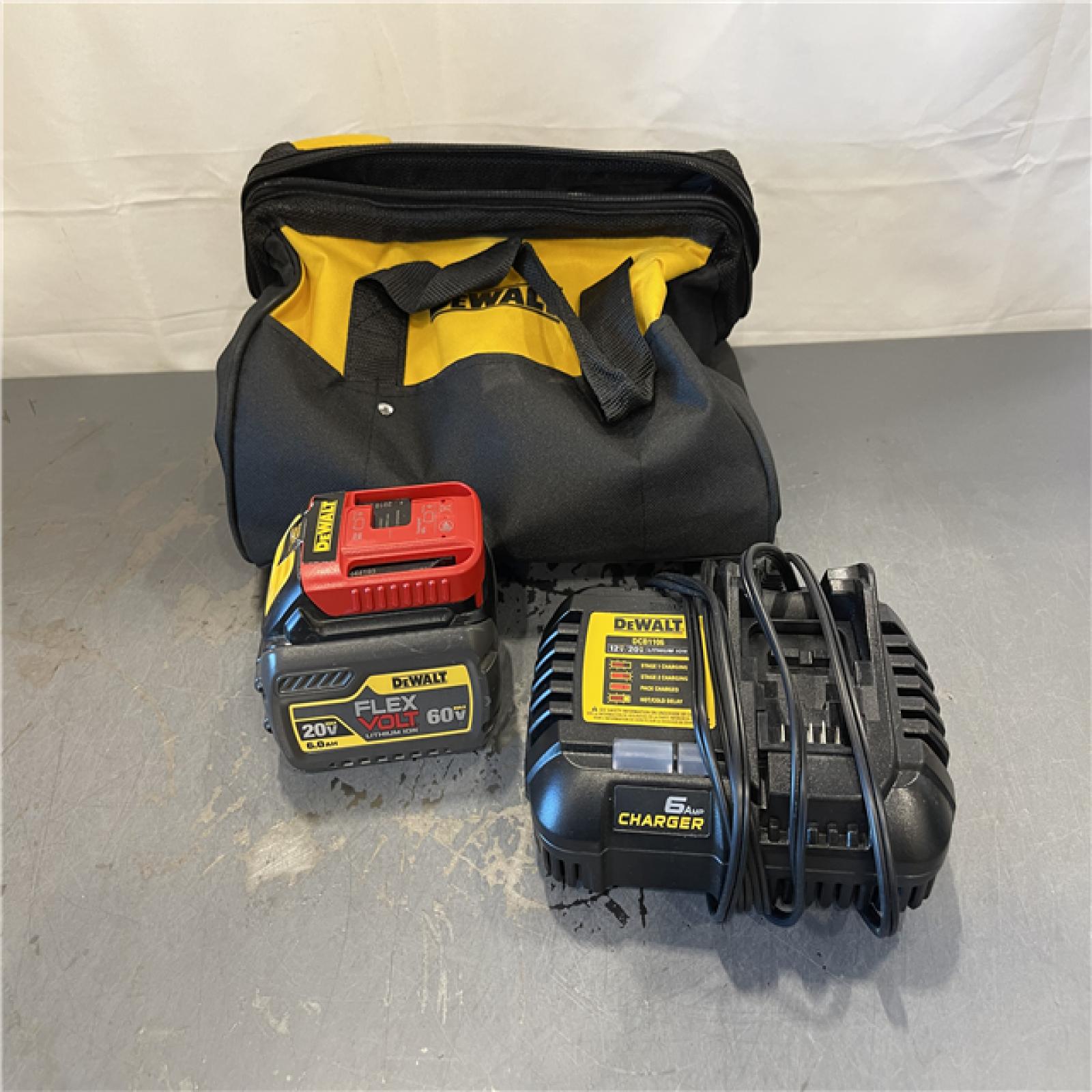 AS-IS - DEWALT FLEXVOLT 20V/60V MAX Lithium-Ion 6.0Ah Battery Pack with 6 Amp Output Charger