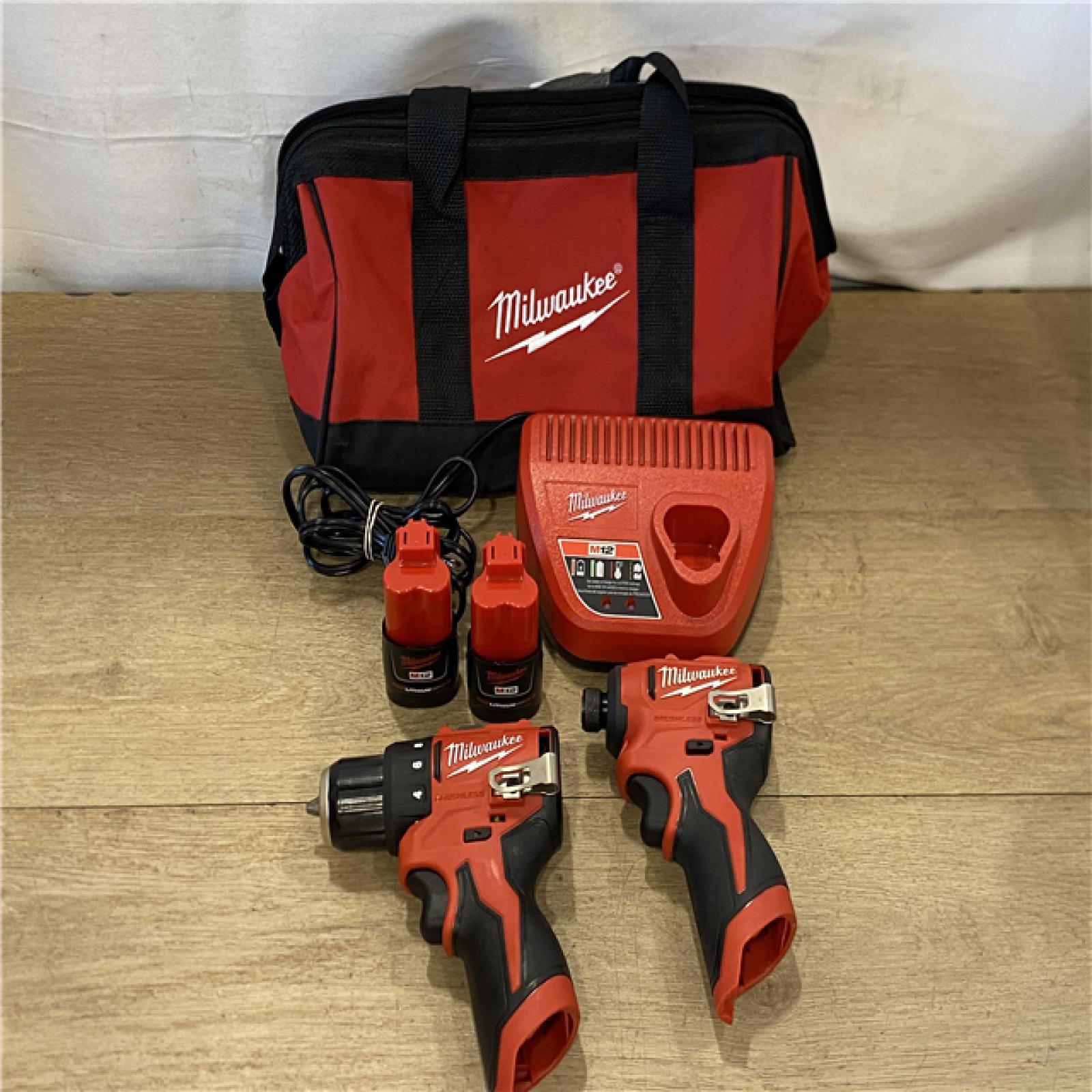 AS-IS Milwaukee FUEL 12-Volt Lithium-Ion Brushless Cordless Hammer Drill and Impact Driver Combo Kit