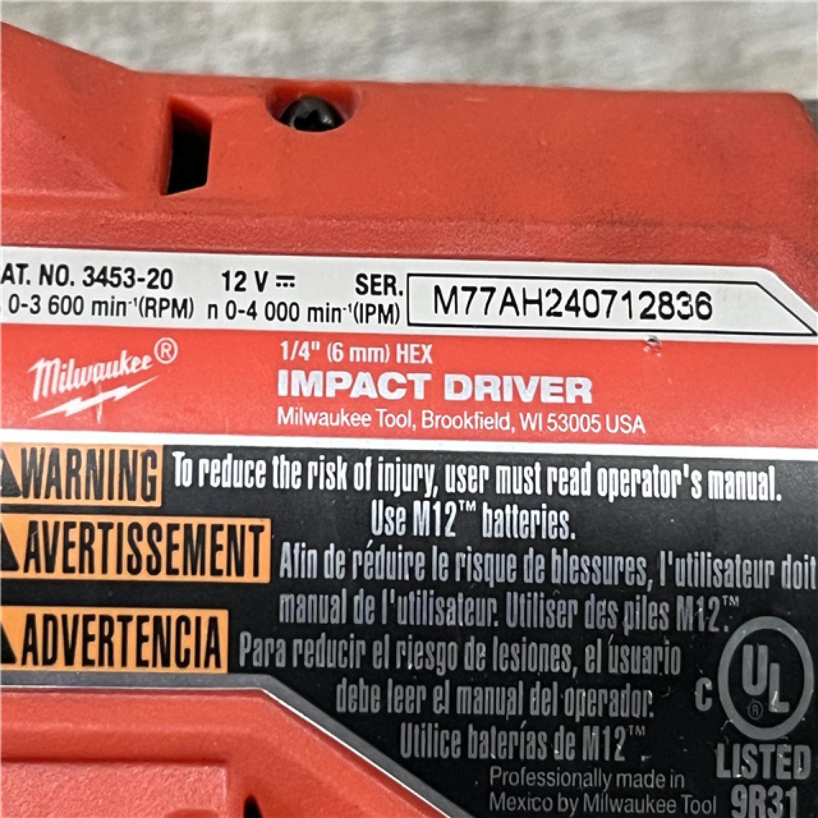 AS-IS Milwaukee FUEL 12V Lithium-Ion Brushless Cordless 1/4 in. Hex Impact Driver (Tool-Only)