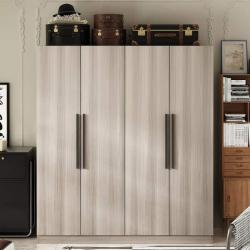 Phoenix NEW FUFU&GAGA Gray Wood 63 in. W 4-Door Wardrobe Armoires with Hanging Rod and Storage Shelves (70.9 in. H x 19.7 in. D)