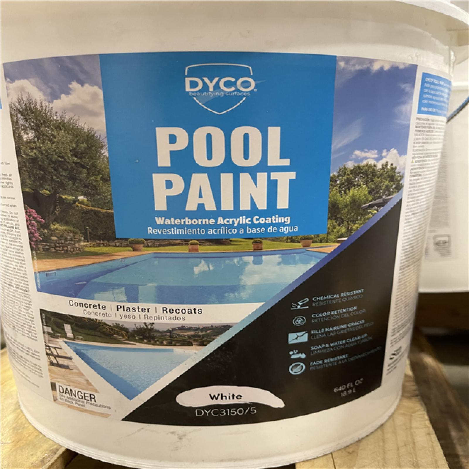 DALLAS LOCATION - Dyco Pool Paint 5 Gal. 3150 White Semi-Gloss Acrylic Exterior Paint PALLET-(10 UNITS)