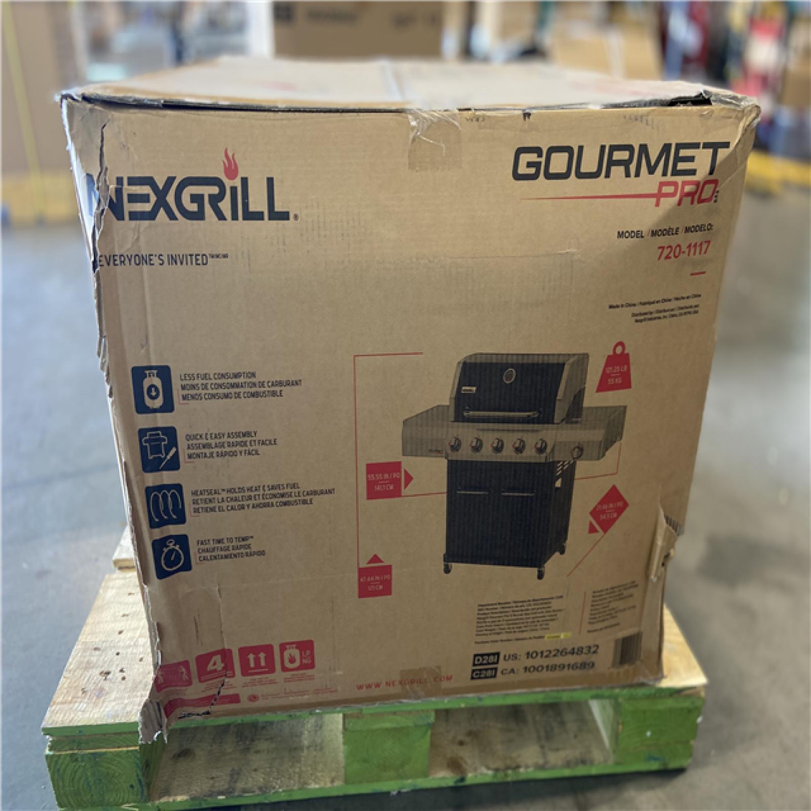 DALLAS LOCATION - Nexgrill Gourmet Pro 5-Burner Propane Gas Grill with Side Burner and Griddle Max Insert in Black