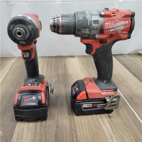 AS-IS  MILWAUKEE M18 FUEL 18V Lithium-Ion Brushless Cordless Hammer Drill and Impact Driver Combo Kit (2-Tool) with 2 Batteries