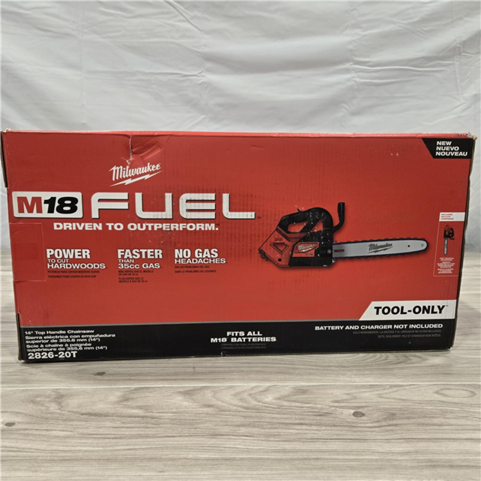 NEW- Milwaukee Tool 2826-20T M18 FUEL 14  Top Handle 18-Volt Lithium-Ion Brushless Electric Cordless Chainsaw (Tool-Only)