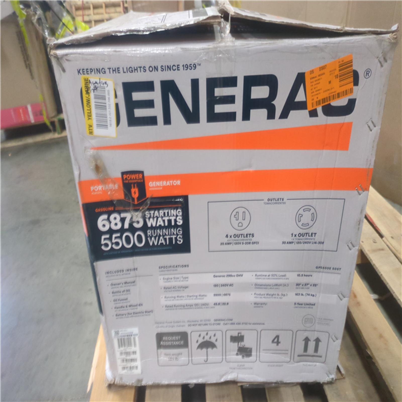 CALIFORNIA AS-IS GENERAC PORTABLE POWER GENERATOR