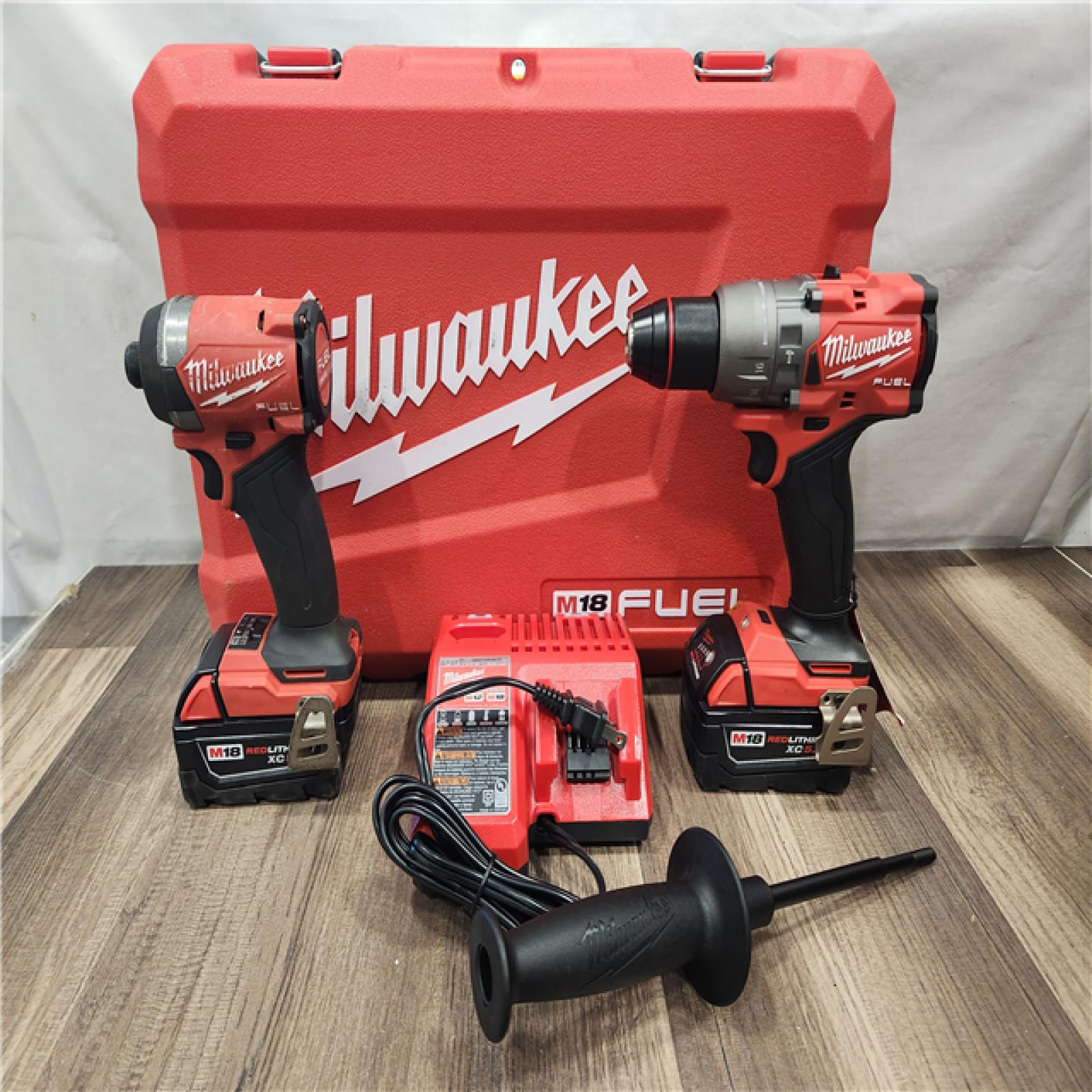 AS-IS- MILWAUKEE FUEL 18V Lithium-Ion Brushless Cordless Hammer Drill and Impact Driver Combo Kit