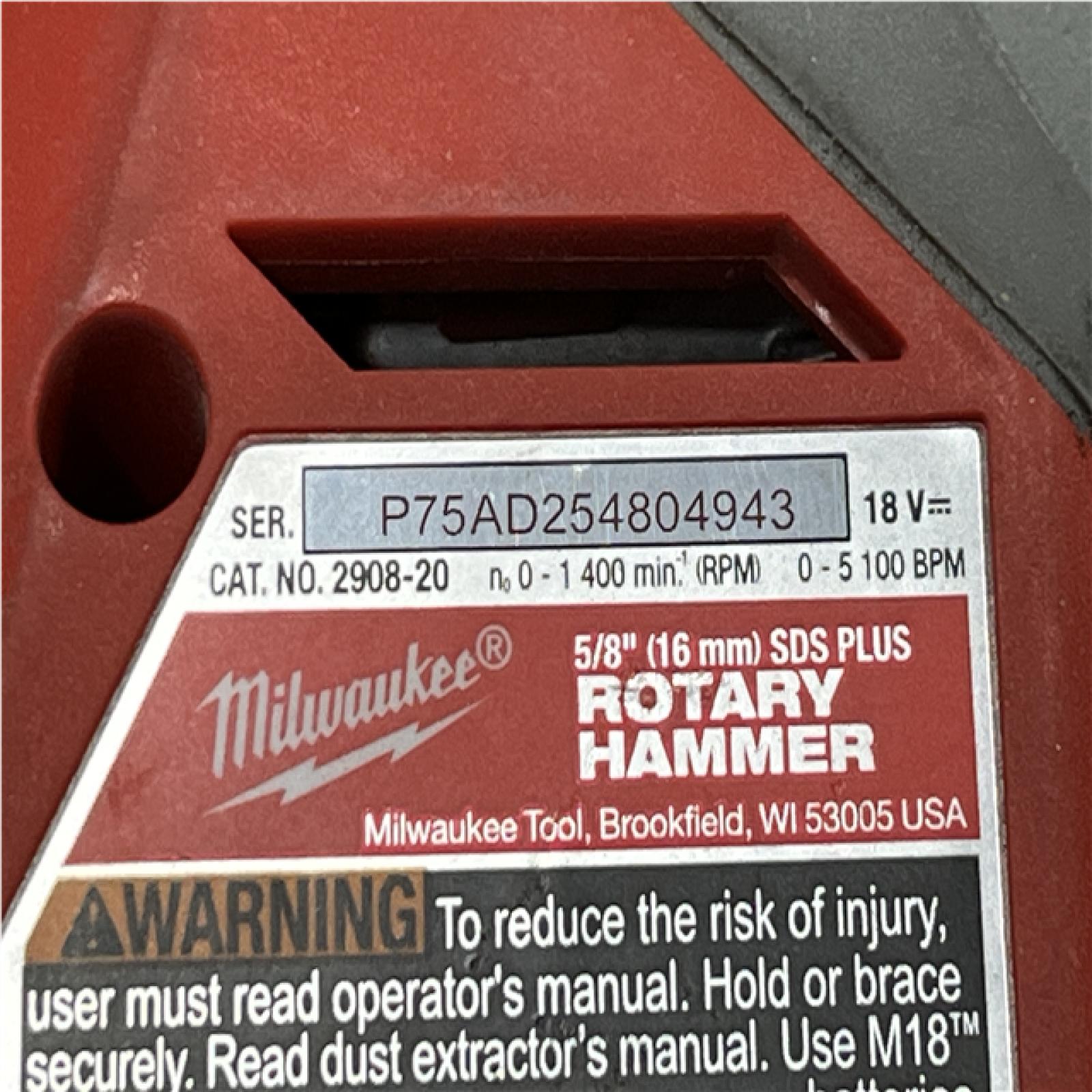 AS-IS Milwaukee FUEL 18V Lithium-Ion Brushless Cordless 5/8 in. SDS-Plus Rotary Hammer (Tool-Only)
