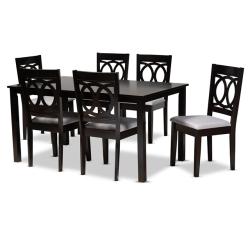 Phoenix NEW Baxton Studio Lenoir 7-Piece Grey Fabric Wood Dining Set (SEALED)