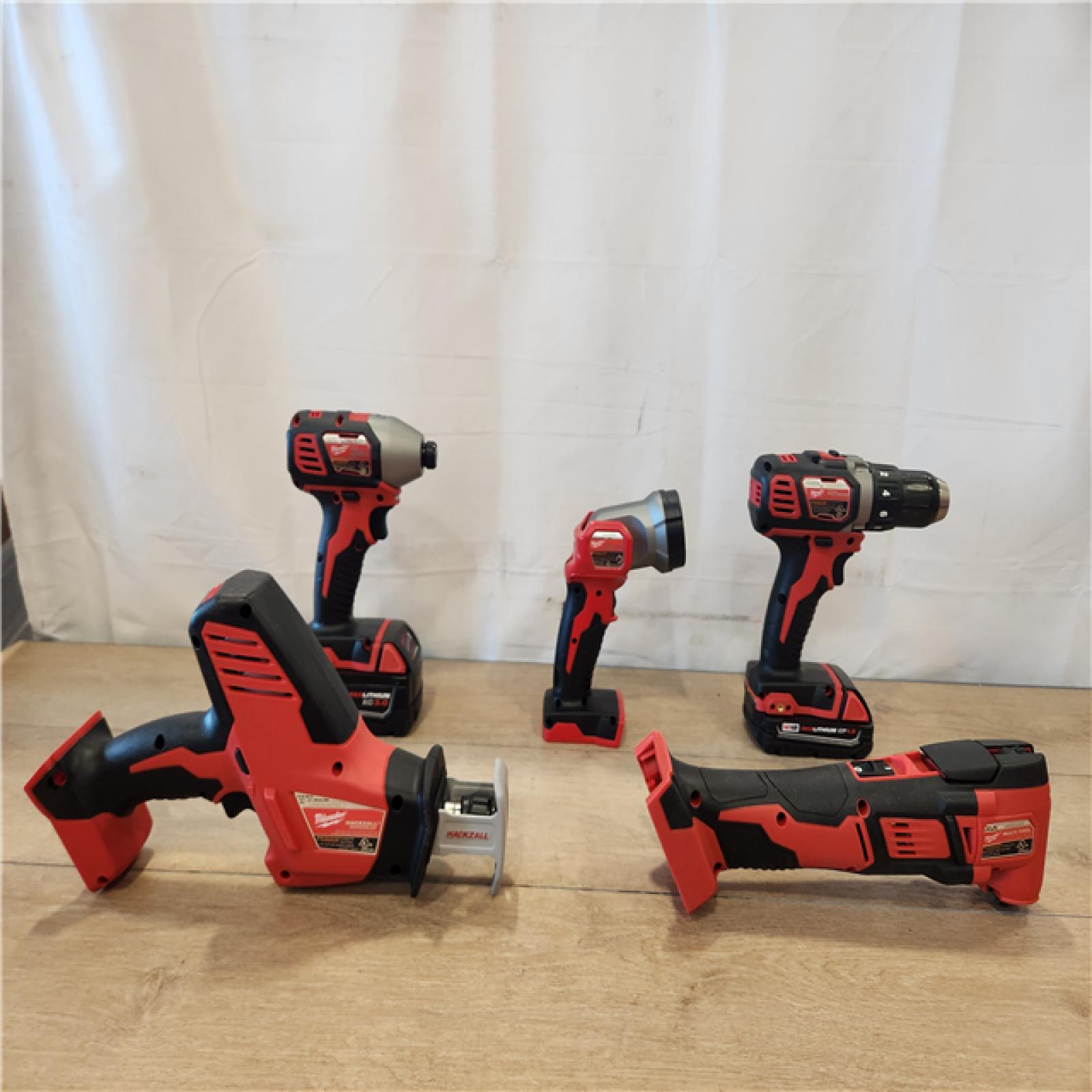 AS-IS- M18 18V Lithium-Ion Cordless Combo Kit (5-Tool) with (2) Batteries, Charger and Tool Bag