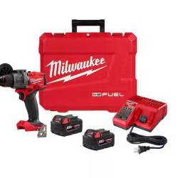 NEW! - Milwaukee M18 FUEL 18V Lithium-Ion Brushless Cordless 1/2 in. Hammer Drill Driver Kit with Two 5.0 Ah Batteries and Hard Case