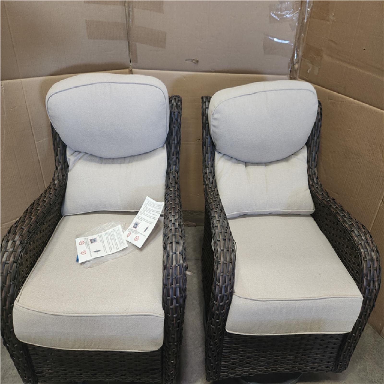 Phoenix moosprr MoonLuxe Brown Wicker Swivel Chair combo (2-Pack)