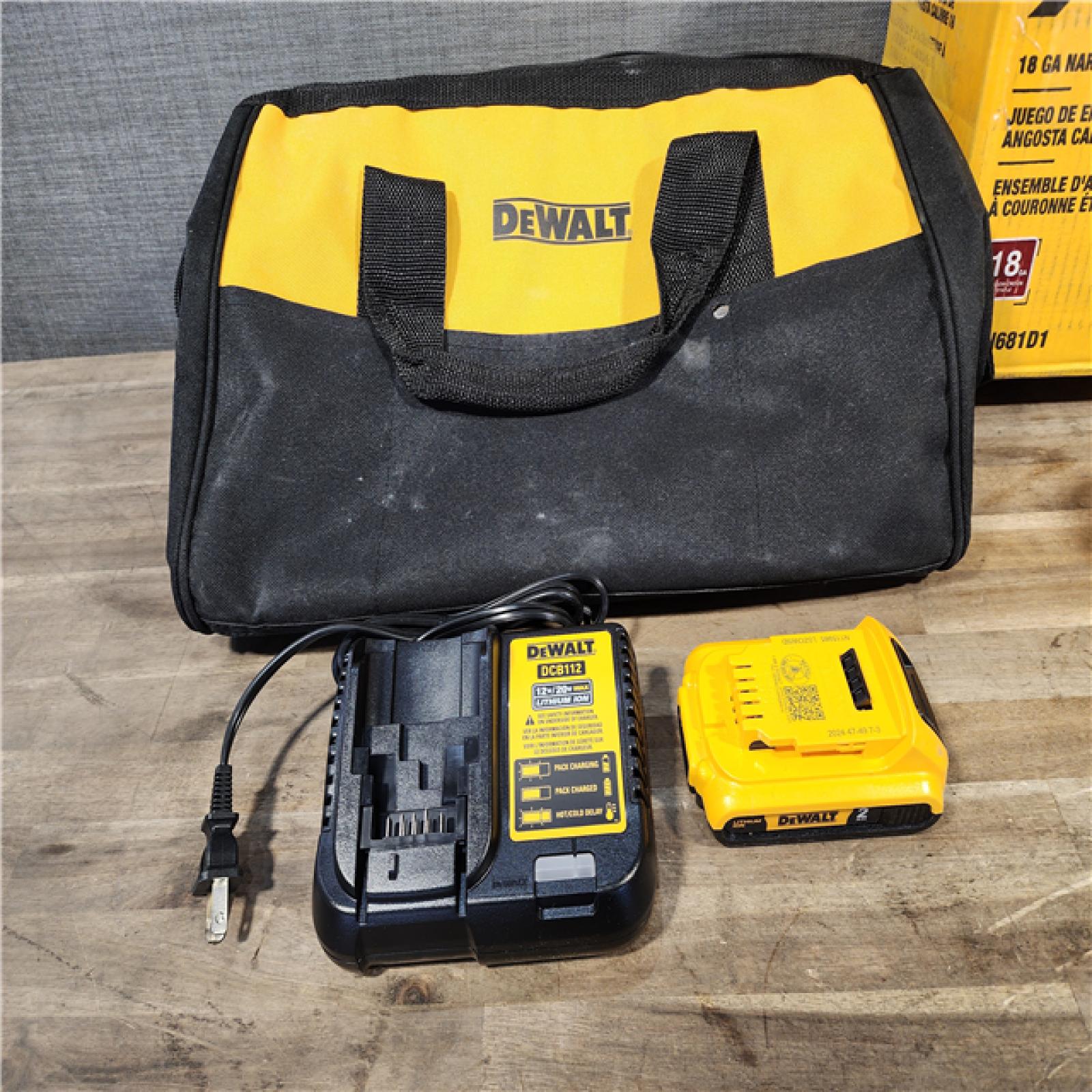 HOUSTON LOCATION - AS-IS DeWALT DCN681D1 20V MAX 18ga Cordless Brushless Narrow Crown Stapler Kit w/ BATTERY & CHARGER