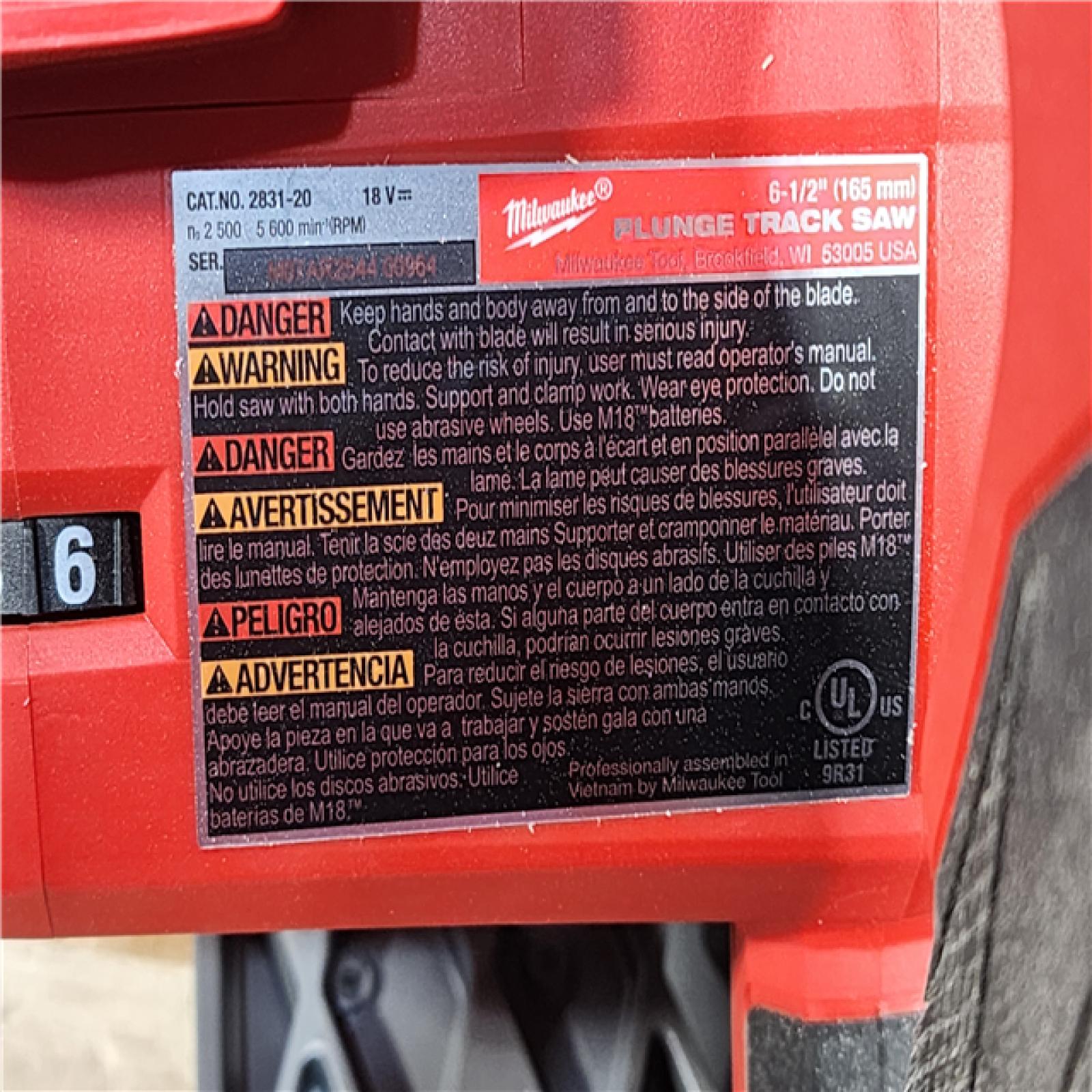 HOUSTON LOCATION - AS-IS Milwaukee FUEL 18V Lithium-Ion Cordless Brushless 6-1/2 in. Plunge Cut Track Saw (Tool-Only)