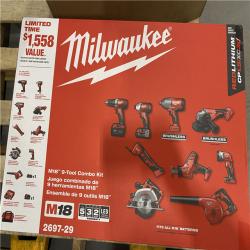 NEW M18 18-Volt Lithium-Ion Cordless Combo Kit 9-Tool with 2-Batteries, Charger and Tool Bag