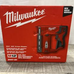 NEW - Milwaukee 12-Volt Lithium-Ion Cordless 3/8 in. Crown Stapler (Tool-Only)