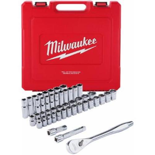 NEW - Milwaukee 1/2 in. Drive SAE/Metric Ratchet and Socket Mechanics Tool Set (47-Piece)