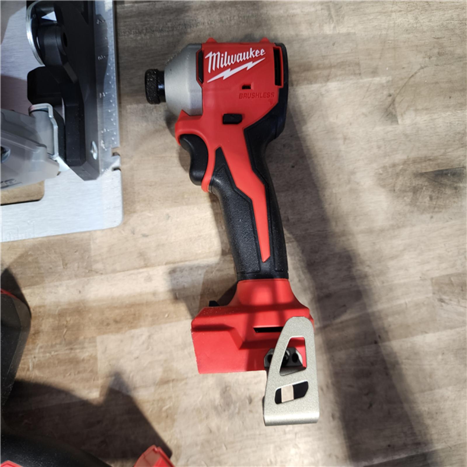 HOUSTON LOCATION - AS-IS Milwaukee M18 18-Volt Lithium-Ion Brushless Cordless Combo Kit (3-Tool) with 2-Batteries, 1-Charger and Tool Bag