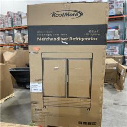 DALLAS LOCATION - Koolmore 53 in. Commercial Merchandiser Refrigerator with 2-Swinging Glass Doors  45 cu. ft and LED Lighting in Black.