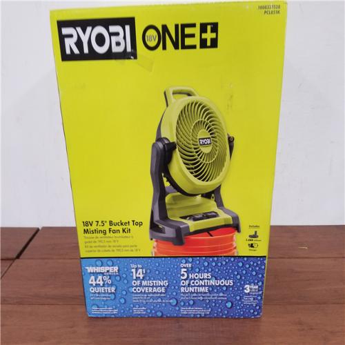 California NEW Ryobi One+ 18V 7.5 Bucket Top Misting Fan Kit  Includes (1) Battery & Charger
