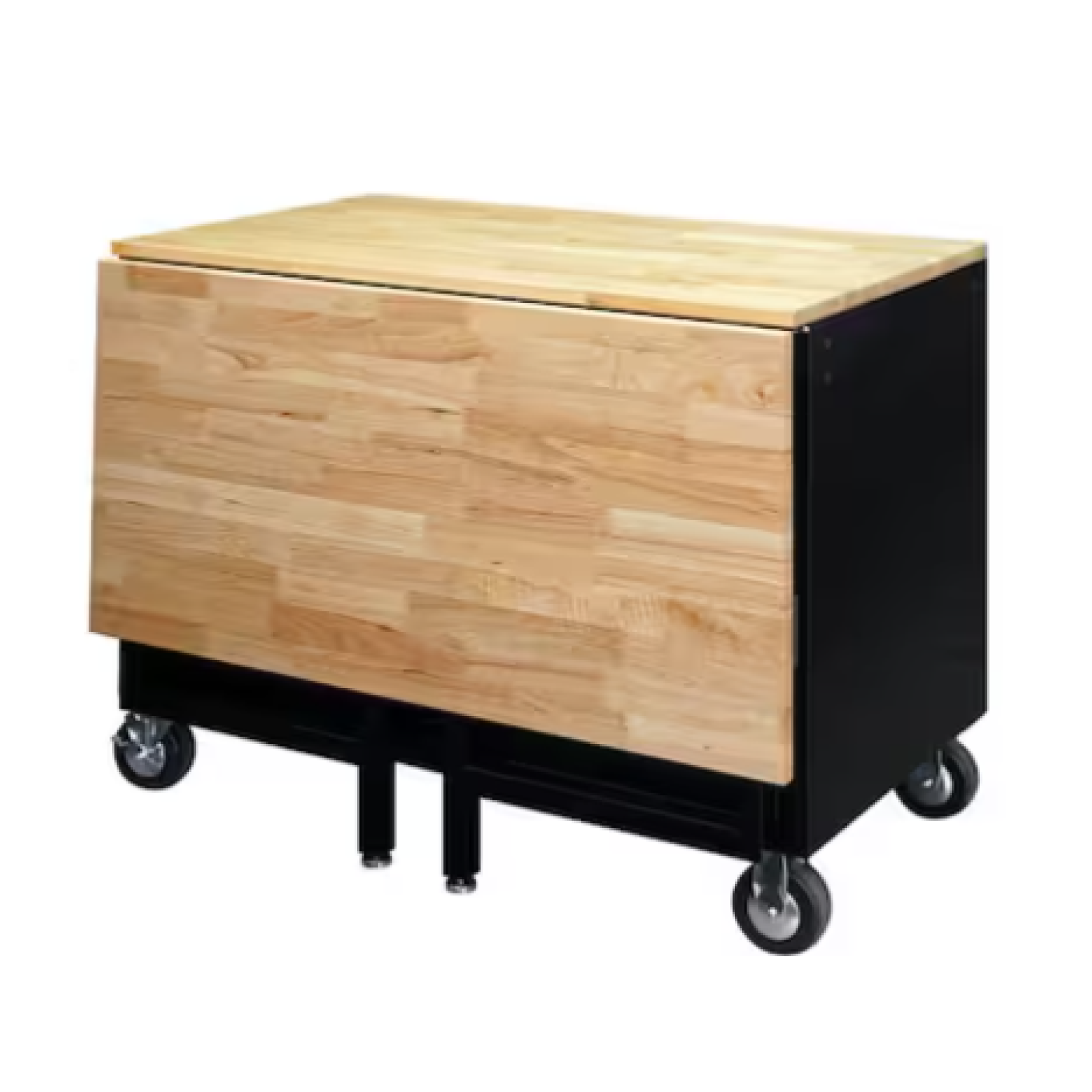 DALLAS LOCATION-  HUSKY 46 in. W x 51 in. D Mobile Workbench Cabinet  W/ Full Length Extension Table (GLOSS BLACK/WOOD TOP)