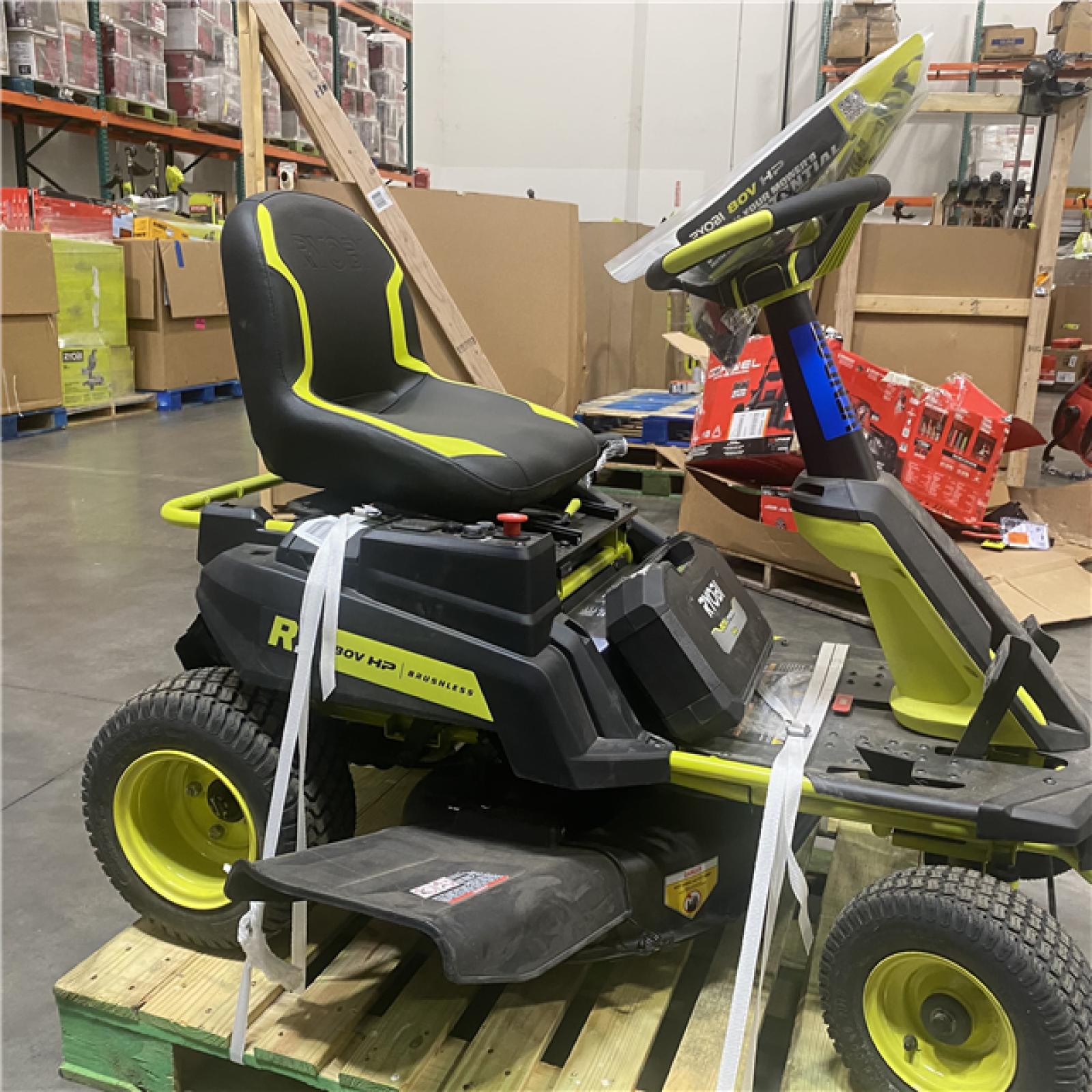 Dallas Location - As-Is RYOBI R1 80V HP Brushless Lithium Battery Cordless Electric 30 in. Riding Lawn Mower with 14 Ah Battery and Charger