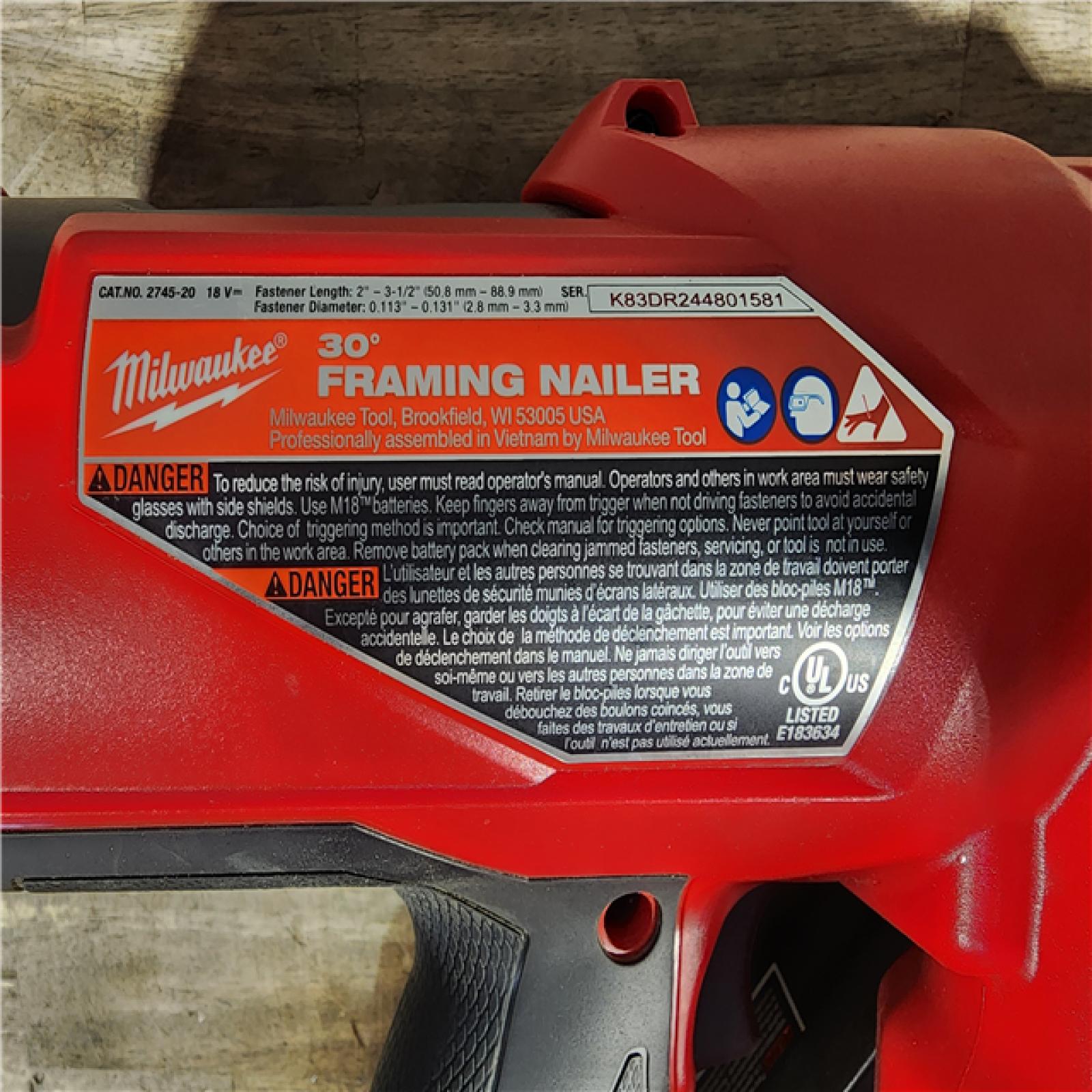 HOUSTON LOCATION - AS-IS M18 FUEL 3-1/2 in. 18-Volt 30-Degree Lithium-Ion Brushless Cordless Framing Nailer (Tool-Only)