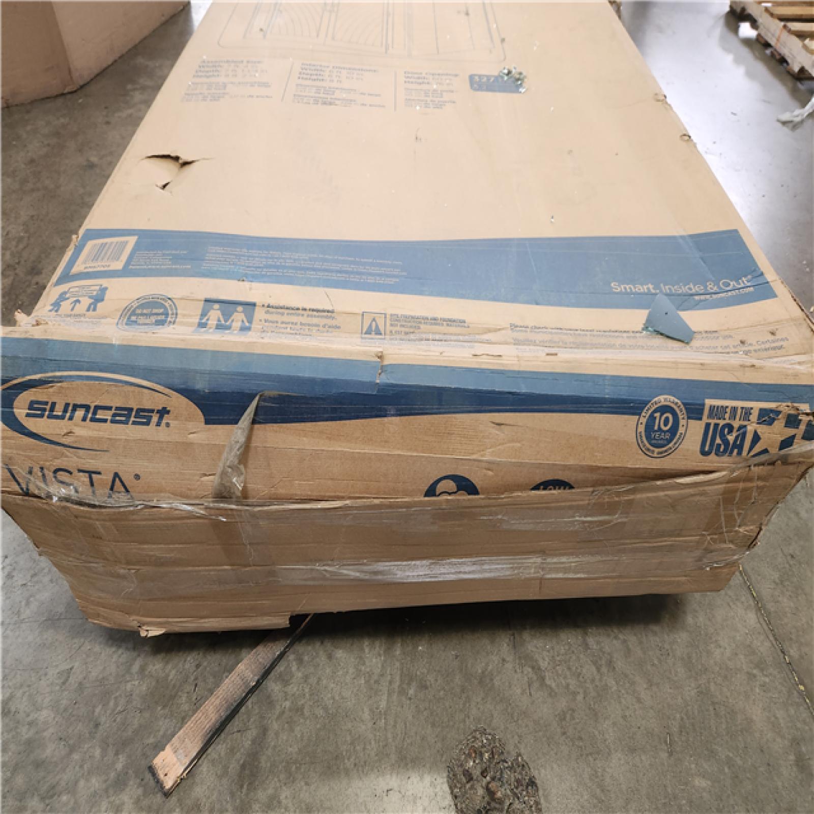 Phoenix NEW Suncast Vista 7 ft. W x 7 ft. D Plastic Resin Storage Shed with Floor (50 sq. ft.) in Colonnade (Beige)