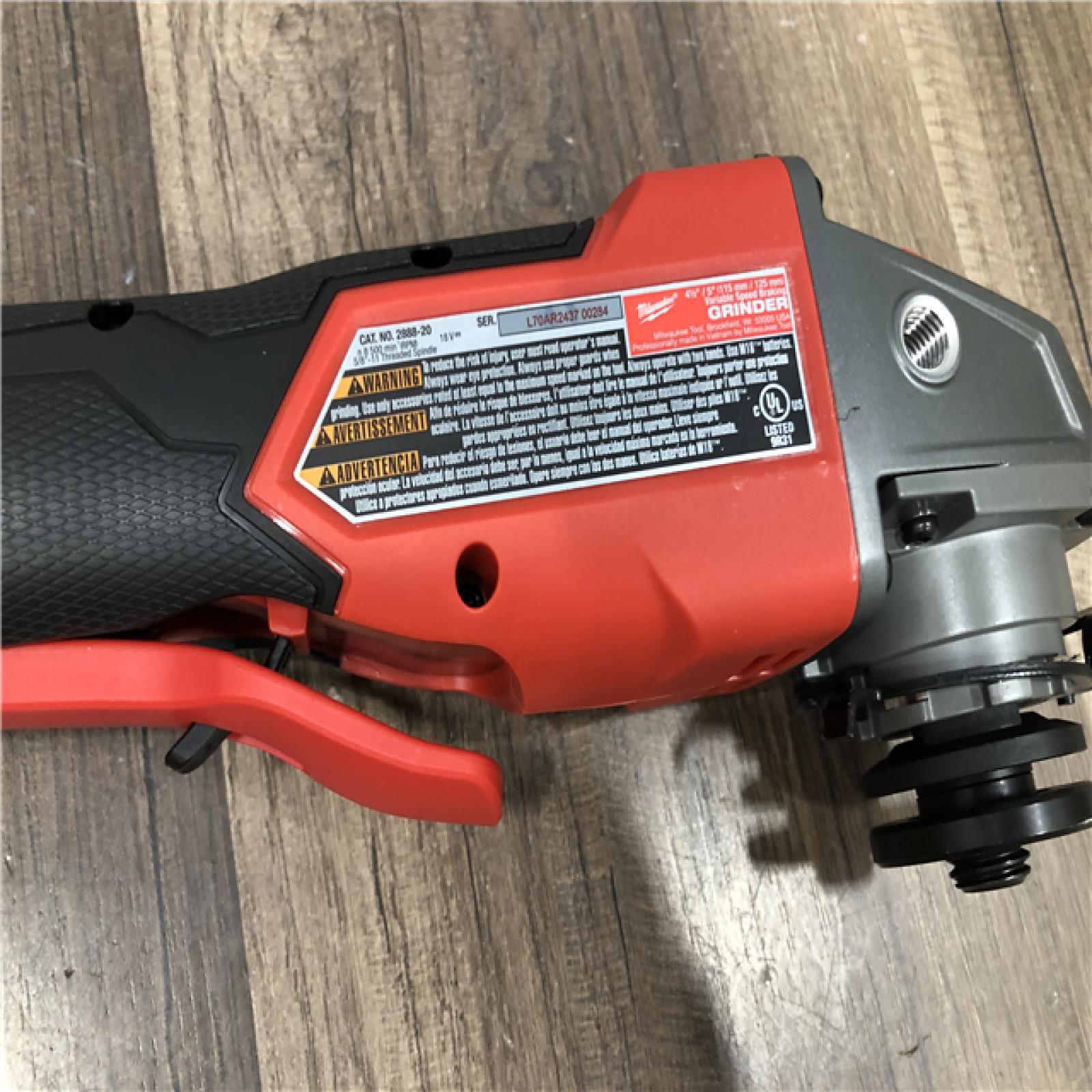 AS-IS Milwaukee FUEL 18V Lithium-Ion Brushless Cordless 4-1/2 in./5 in. Grinder with Variable Speed & Paddle Switch (Tool-Only)