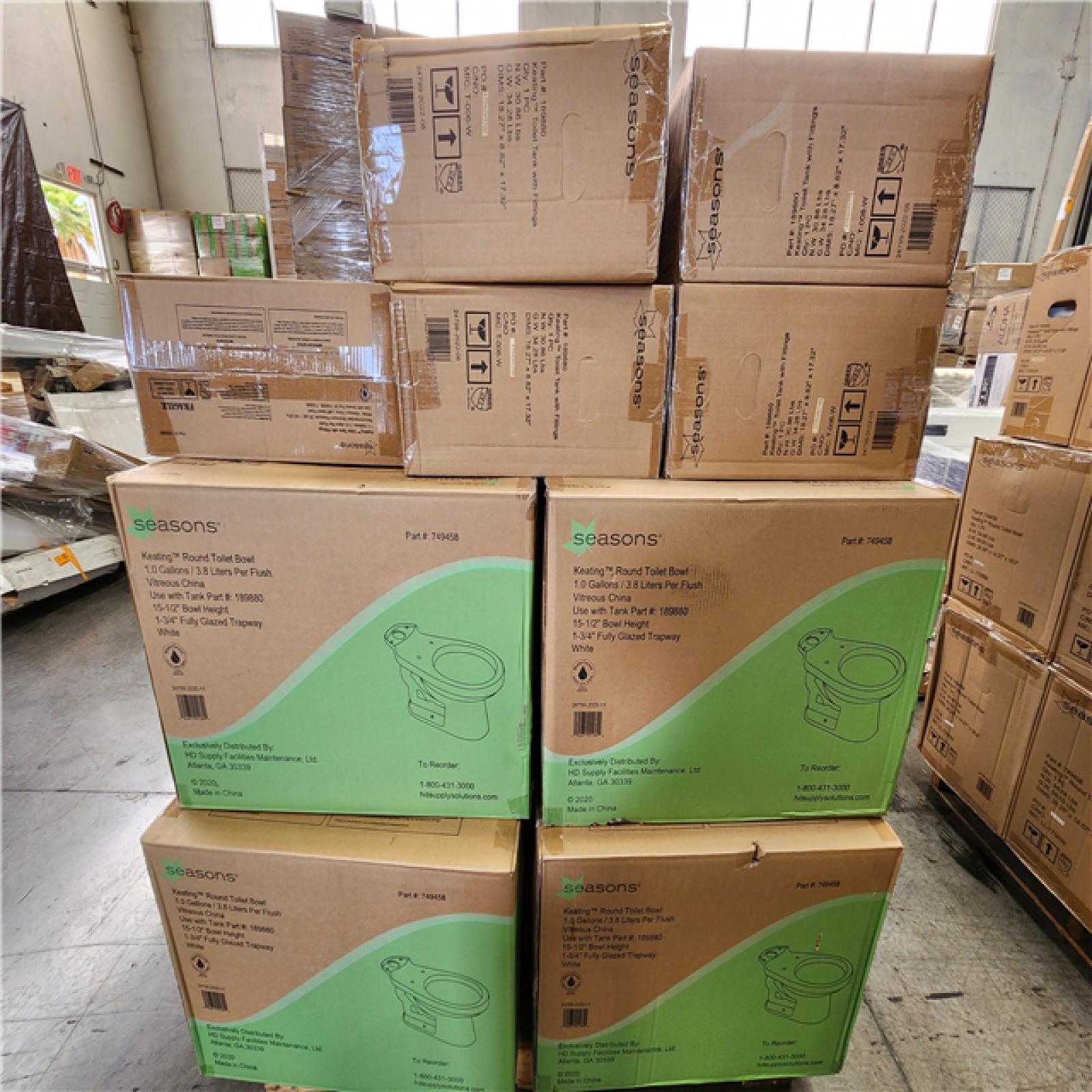Phoenix Location NEW Seasons Keating Round Toilet Bowl With Tank 1.0 Gallons/ 3.8 Liters a Flush Vitreous China Pallet (11 Toilets)