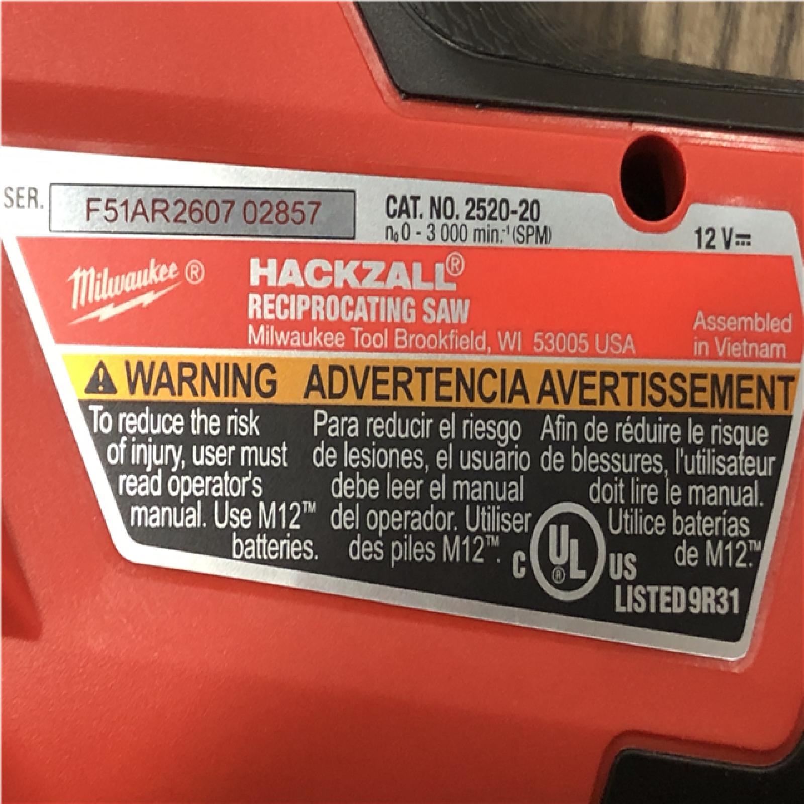 AS-IS Milwaukee FUEL 12V Lithium-Ion Brushless Cordless HACKZALL Reciprocating Saw Kit