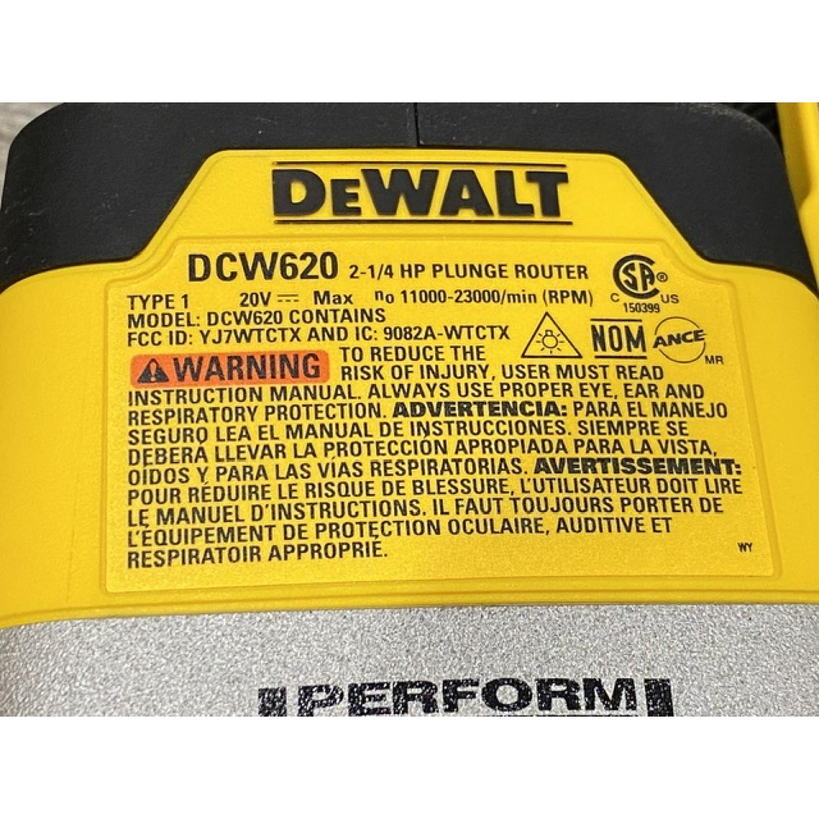 AS-IS DEWALT 20V MAX XR 2-1/4 Peak HP Brushless Cordless Plunge Router (Tool Only)