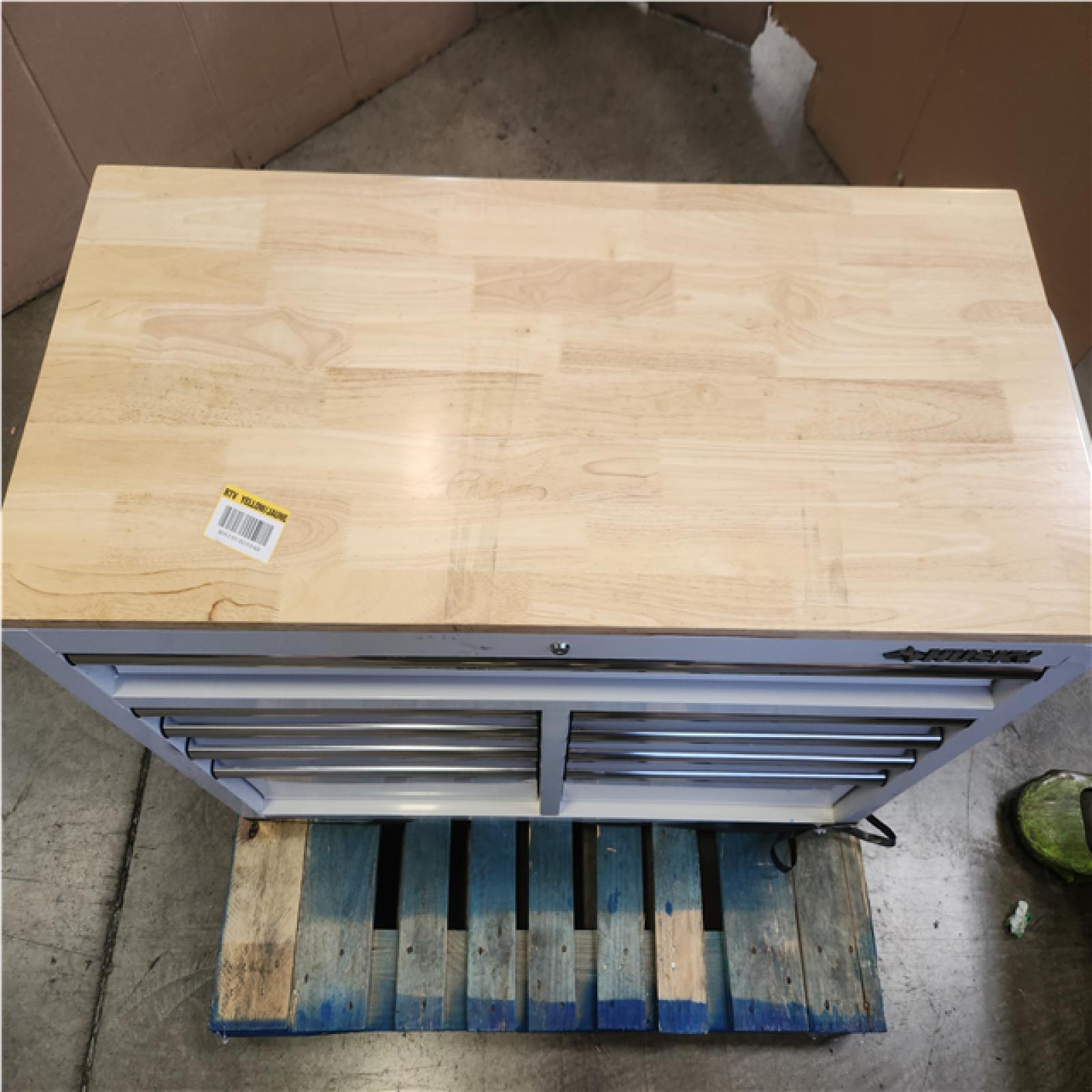 Phoenix Husky Tool Storage 46 in. W x 18 in. D 9-Drawer Gloss White Mobile Workbench Cabinet