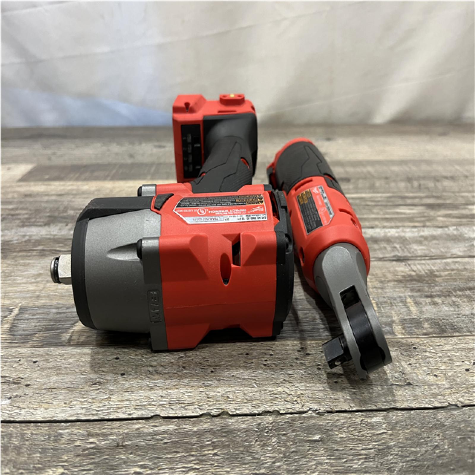 AS-IS Milwaukee FUEL 18V Cordless Mid Torque 1/2 in. Impact Wrench w/ 12 FUEL 3/8 in. Ratchet Combo Kit
