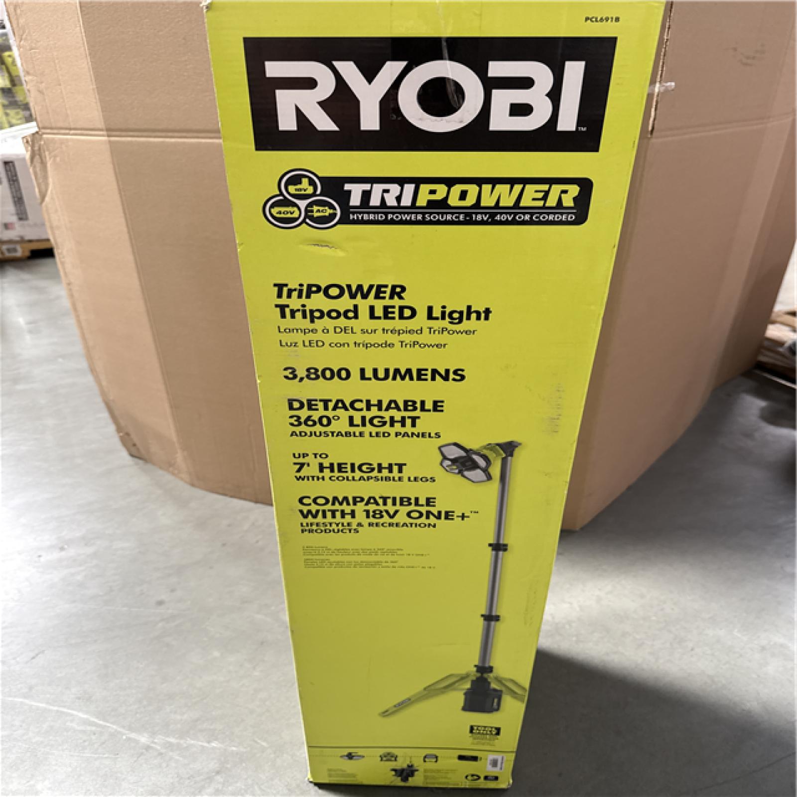 California NEW Ryobi TriPower Tripod LED Light