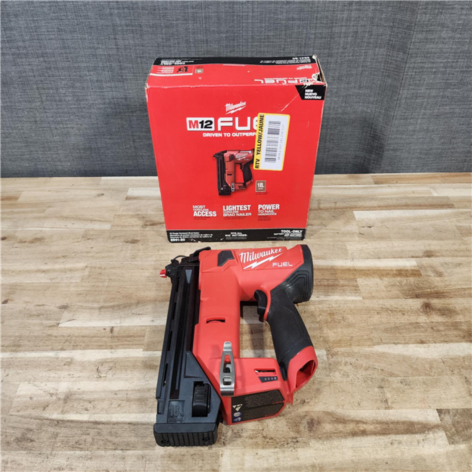 HOUSTON LOCATION - AS-IS Milwaukee FUEL 12-Volt Lithium-Ion Brushless Cordless 18-Gauge 1-1/2 in. Compact Brad Nailer (Tool Only)