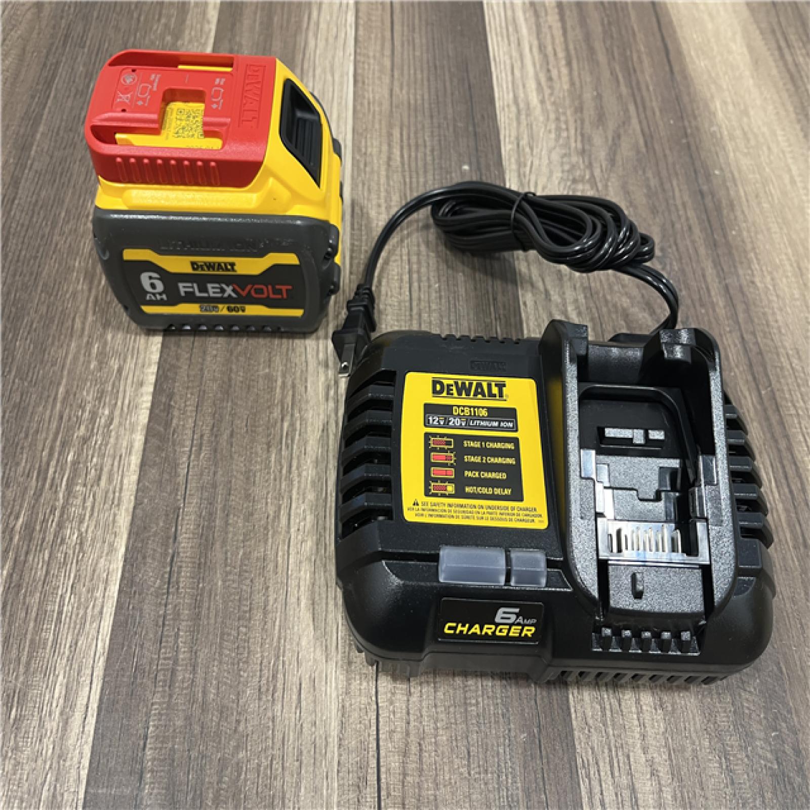 AS-IS DEWALT FLEXVOLT 20V/60V MAX Lithium-Ion 6.0Ah Battery Pack with 6 Amp Output Charger