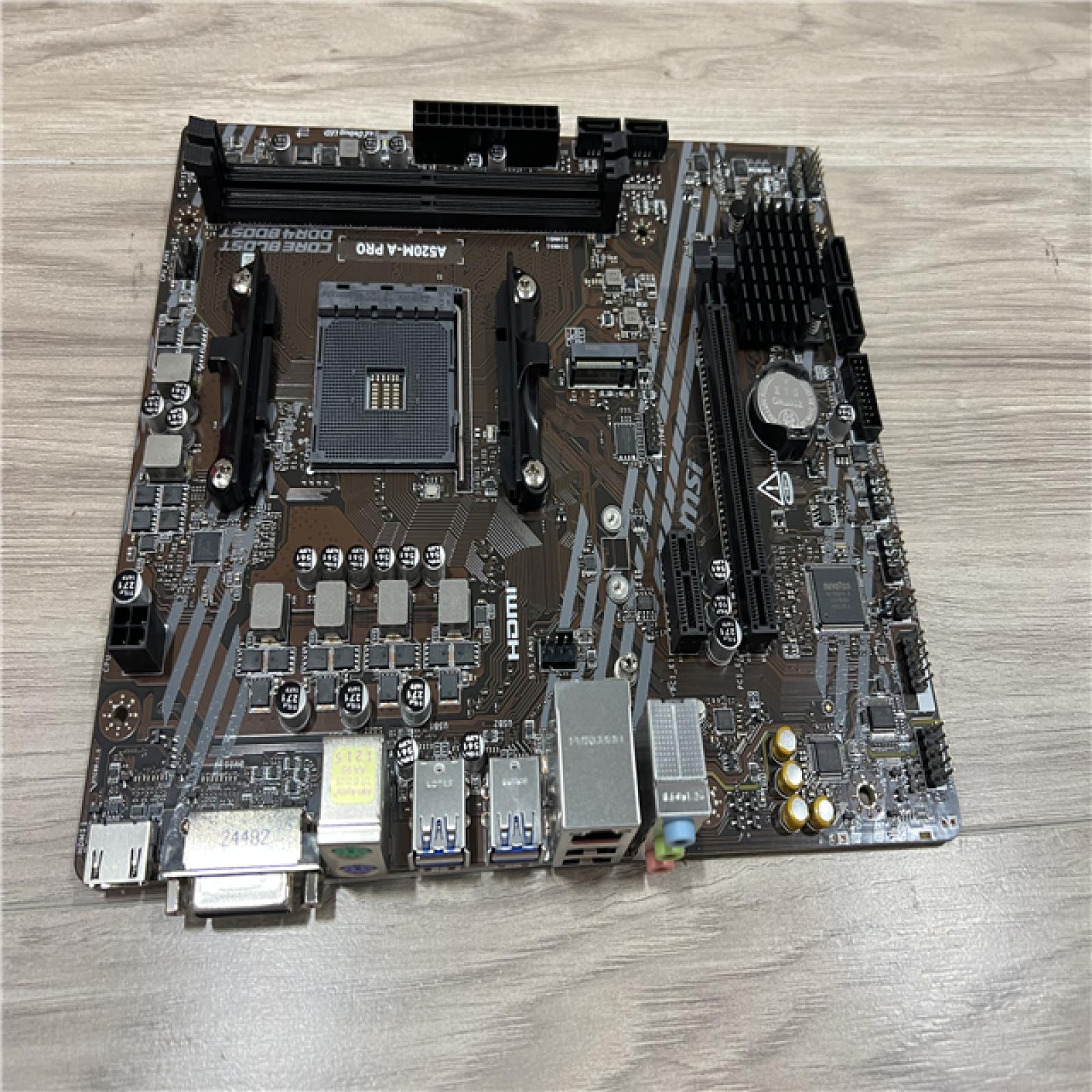AS-IS MSI A520M-a PRO V1 Gaming Motherboard (AMD Ryzen 5000  AM4  DDR4  PCIe 3.0  SATA 6Gb/s  M.2  USB 3.2 Gen 1  DVI/HDMI  Micro-ATX)