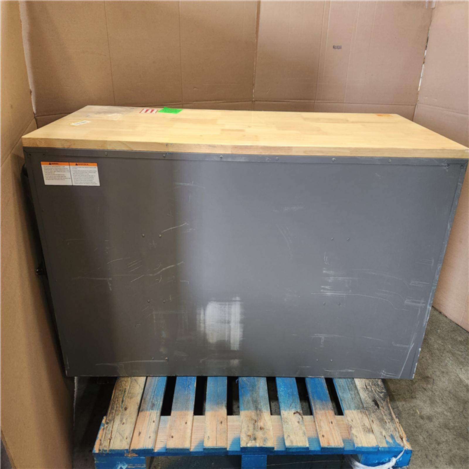 Phoenix LIKE NEW Husky Heavy Duty 61 in. W x 22 in. D 15-Drawer Matte Gray Mobile Workbench Cabinet with Solid Wood Top