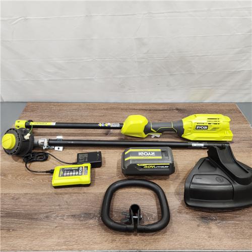 AS-IS RYOBI 40V Expand-It Cordless Battery Attachment Capable String Trimmer with 4.0 Ah Battery and Charger