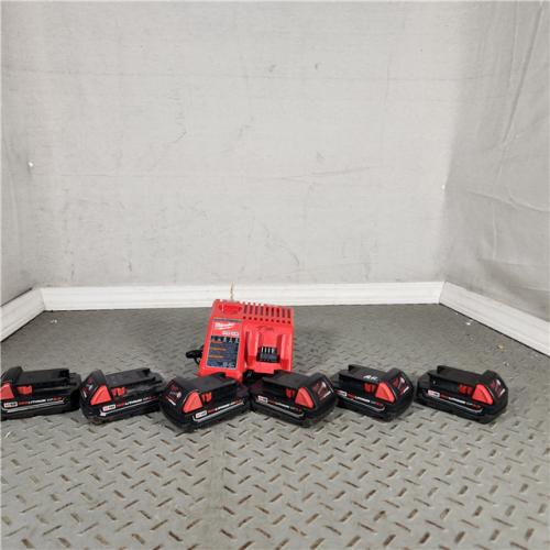 HOUSTON LOCATION - AS-IS Milwaukee 48-11-1820 M18 18v REDLITHIUM 2.0 Compact Battery (6 Pack): WITH CHARGER - APPEARS IN GOOD CONDITION