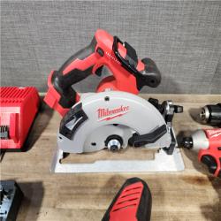 HOUSTON LOCATION - AS-IS Milwaukee M18 18-Volt Lithium-Ion Brushless Cordless Combo Kit (4-Tool) with 2-Batteries  1-Charger and Tool Bag